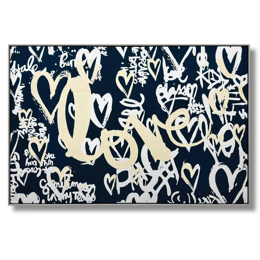 Graffiti love black white canvas