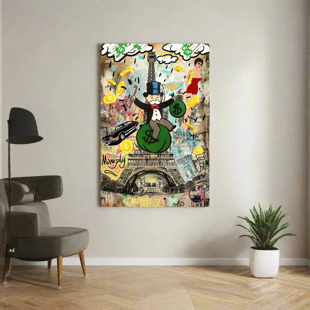 Monopoly Man Glass Wall Art 48"x32"