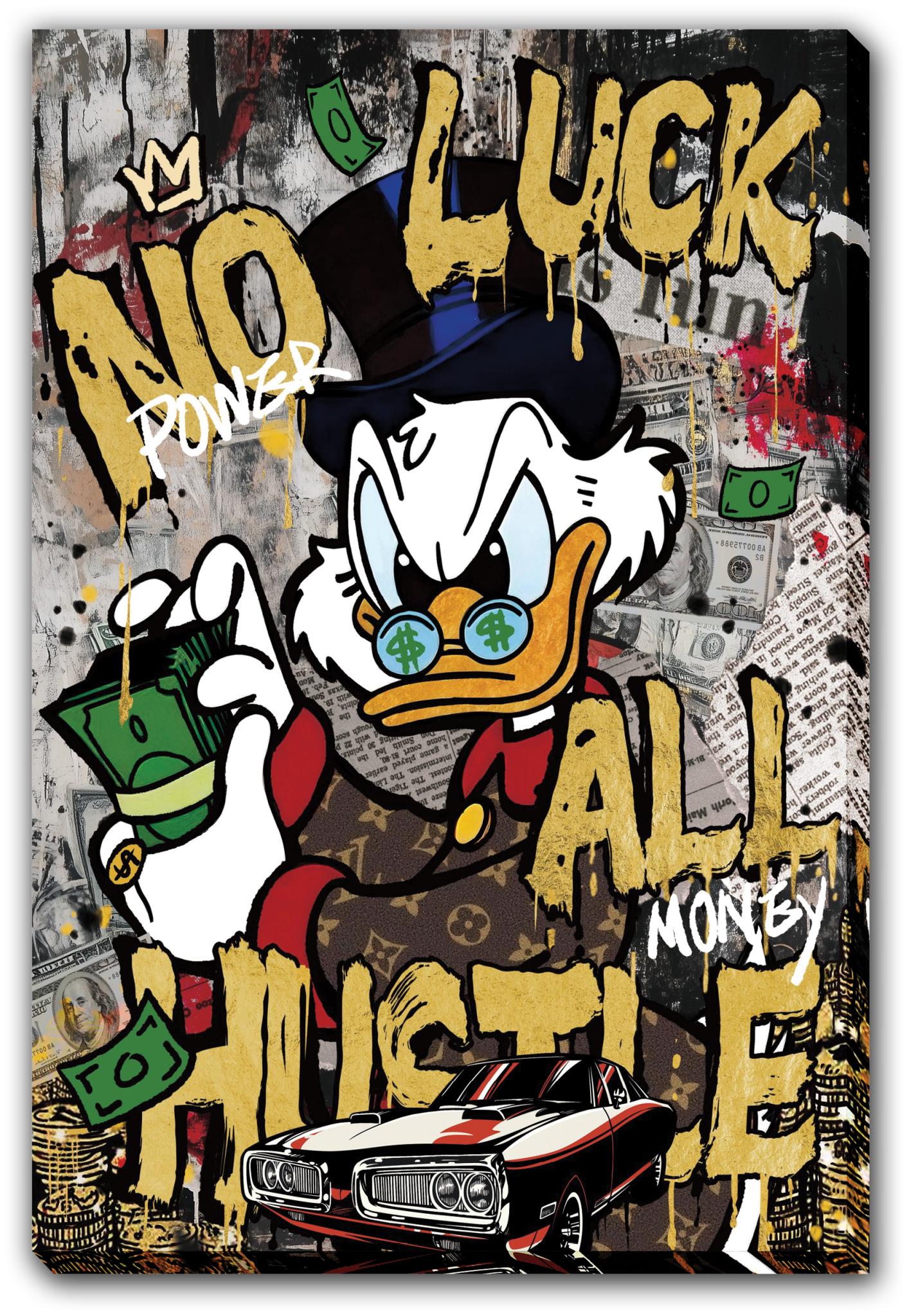 No Luck All Hustle Hand-painted Gloss Canvas