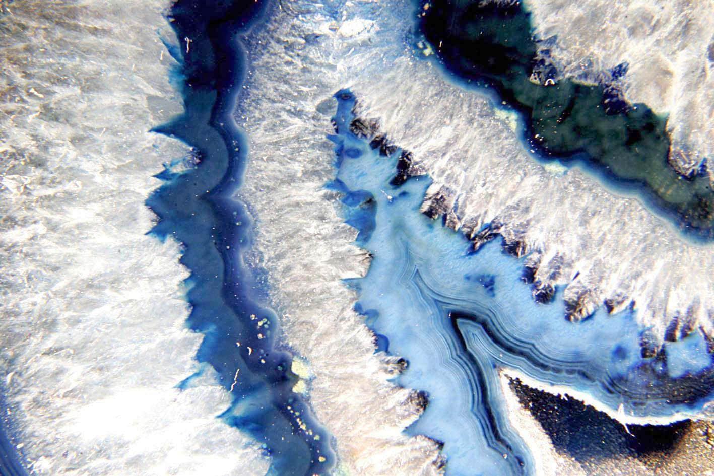 Blue Agate Floating Tempered Glass with Foil