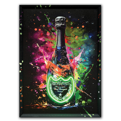 Neon Dom Perignon Hand-painted LED in Frame