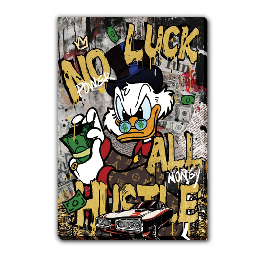 No Luck All Hustle Hand-painted Gloss Canvas