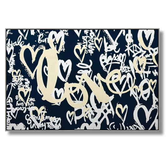 Graffiti love black white canvas