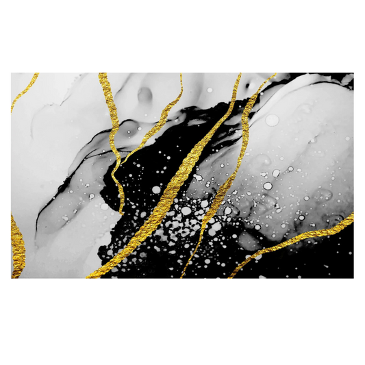 Black Abstract Glass Wall Art 60"x36"