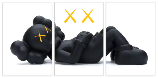 3 pcs kaws tempered glass wall art