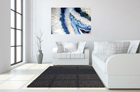 Blue Agate Floating Tempered Glass with Foil